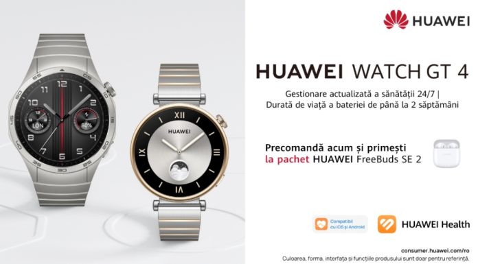 HUAWEI lansează cel mai nou flagship, HUAWEI WATCH GT 4, un ceas inteligent care îmbină tehnologia cu stilul