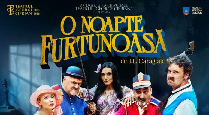 O noapte furtunoasă, noua premieră a Teatrului „George Ciprian” din stagiunea 2025 – 2026
